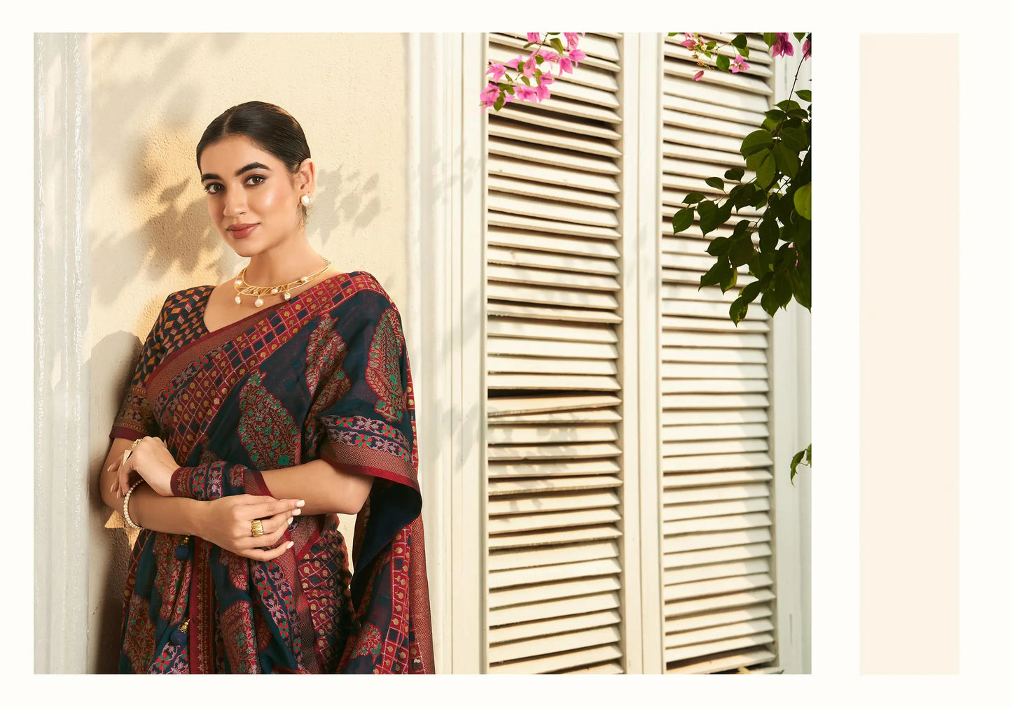 Blue Burnout Georgette Saree with Traditional Design