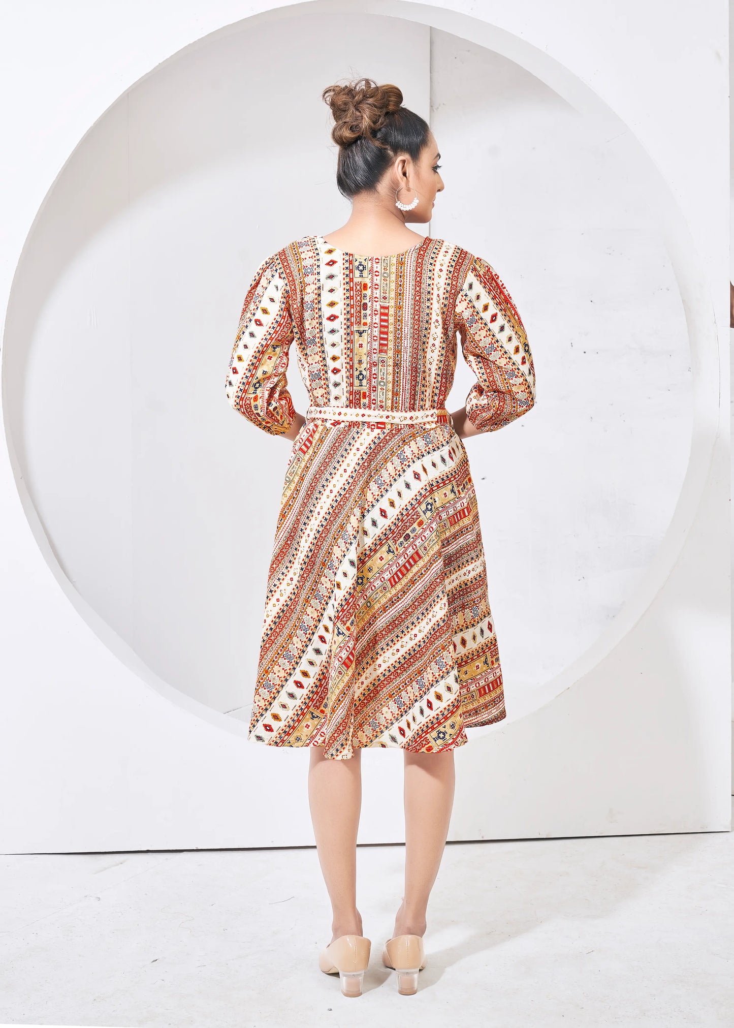 Reddish Orange Round Neck Kurta