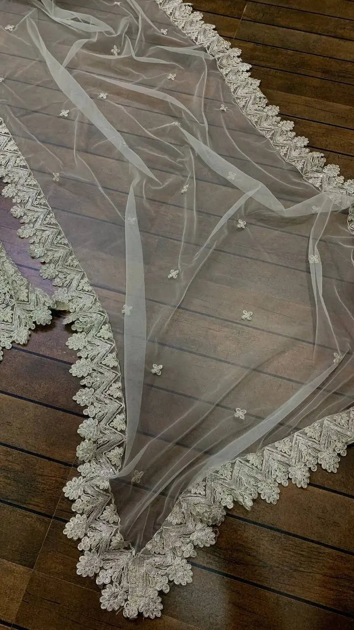 Sea Green Net Lehenga Choli With Sequence & Dori Work