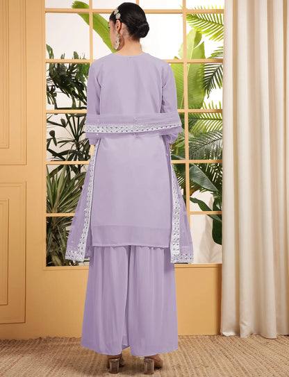 Lavender Georgette Salwar Suit With Sequence Embroidery Work