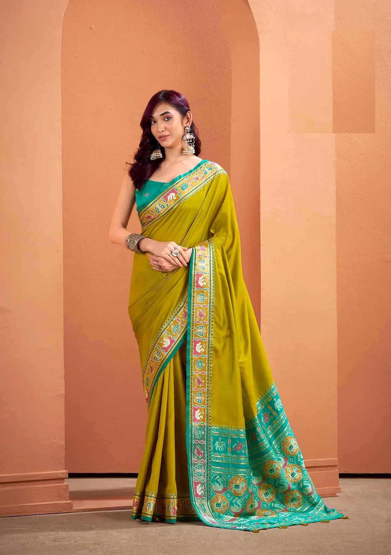 Yellow  Silk Patola Weaving Saree with Attractive Border