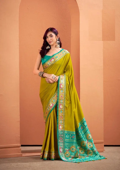Yellow  Silk Patola Weaving Saree with Attractive Border