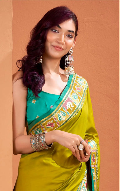 Yellow  Silk Patola Weaving Saree with Attractive Border