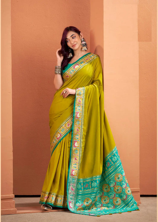 Yellow  Silk Patola Weaving Saree with Attractive Border