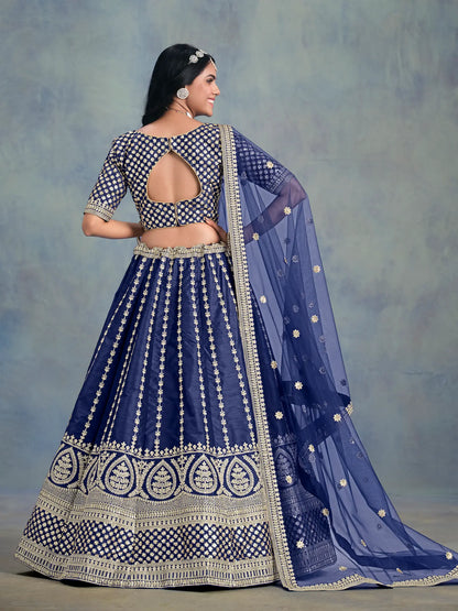 Blue Art Silk Thread & Sequence Embroidery Work Lehenga Choli