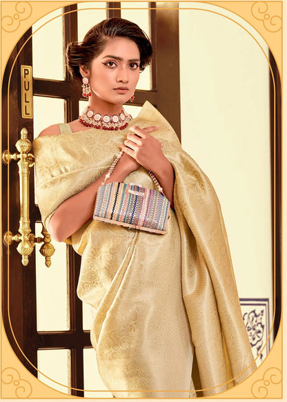 Yellow Soft Kanchivaram Silk Saree with Zari weaving