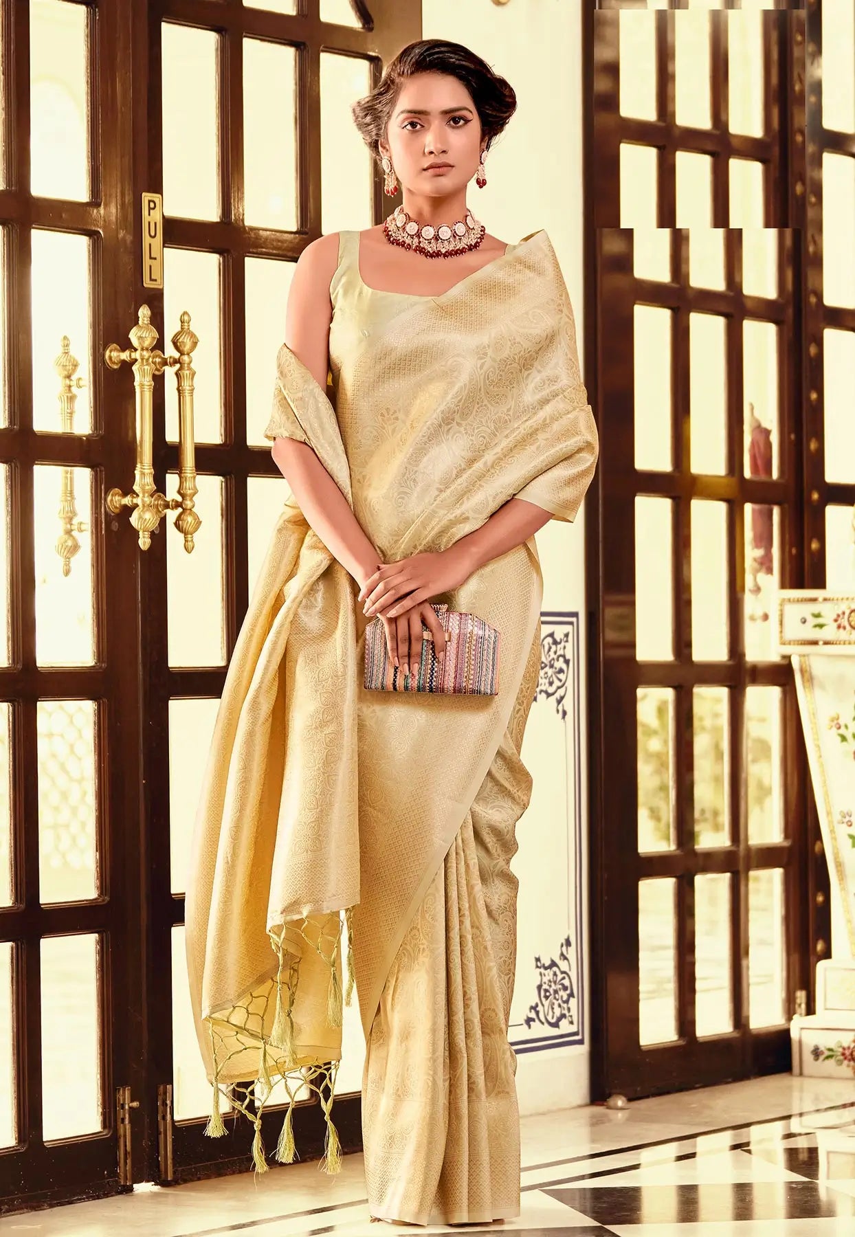 Yellow Soft Kanchivaram Silk Saree with Zari weaving