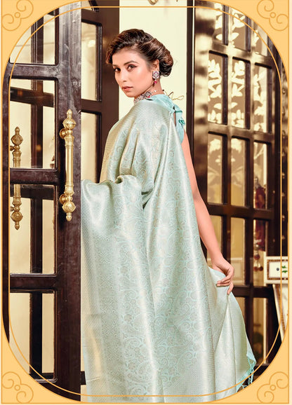 Green Soft Kanchivaram Silk Saree with Zari weaving
