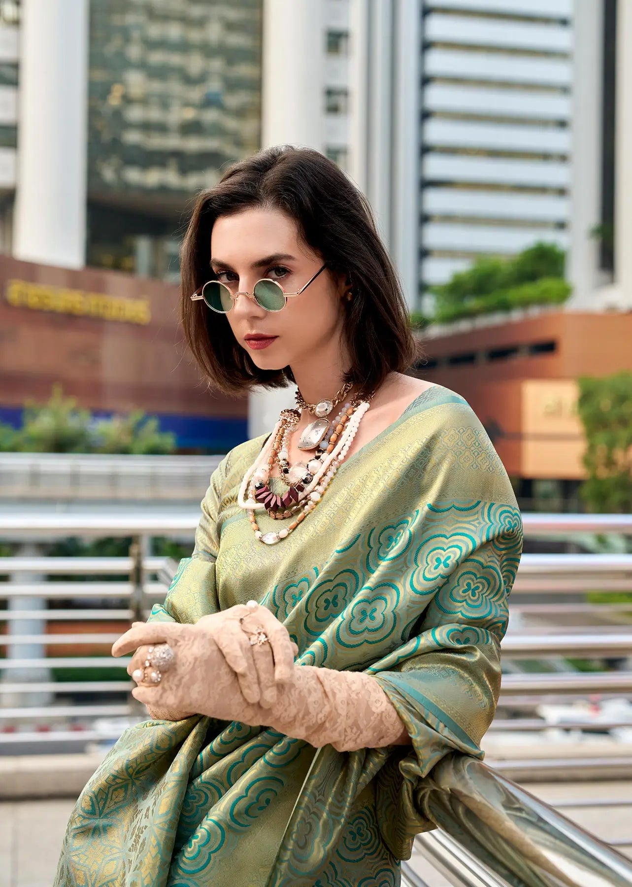 Green Handloom Kanchivaram Silk Saree with Zari Weaving