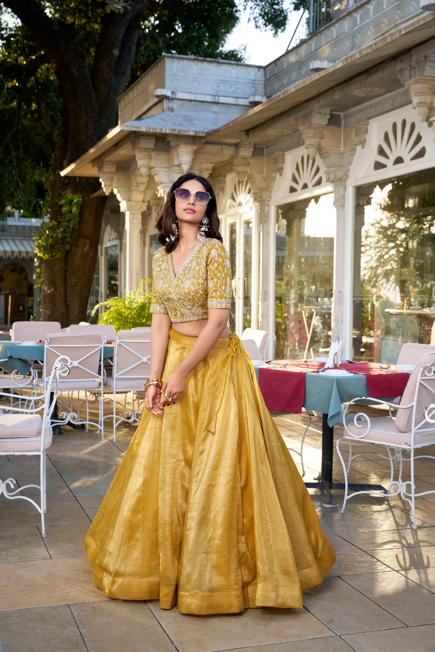 Yellow Goldie Organza Lehenga choli With Thread And Sequence Embroidery