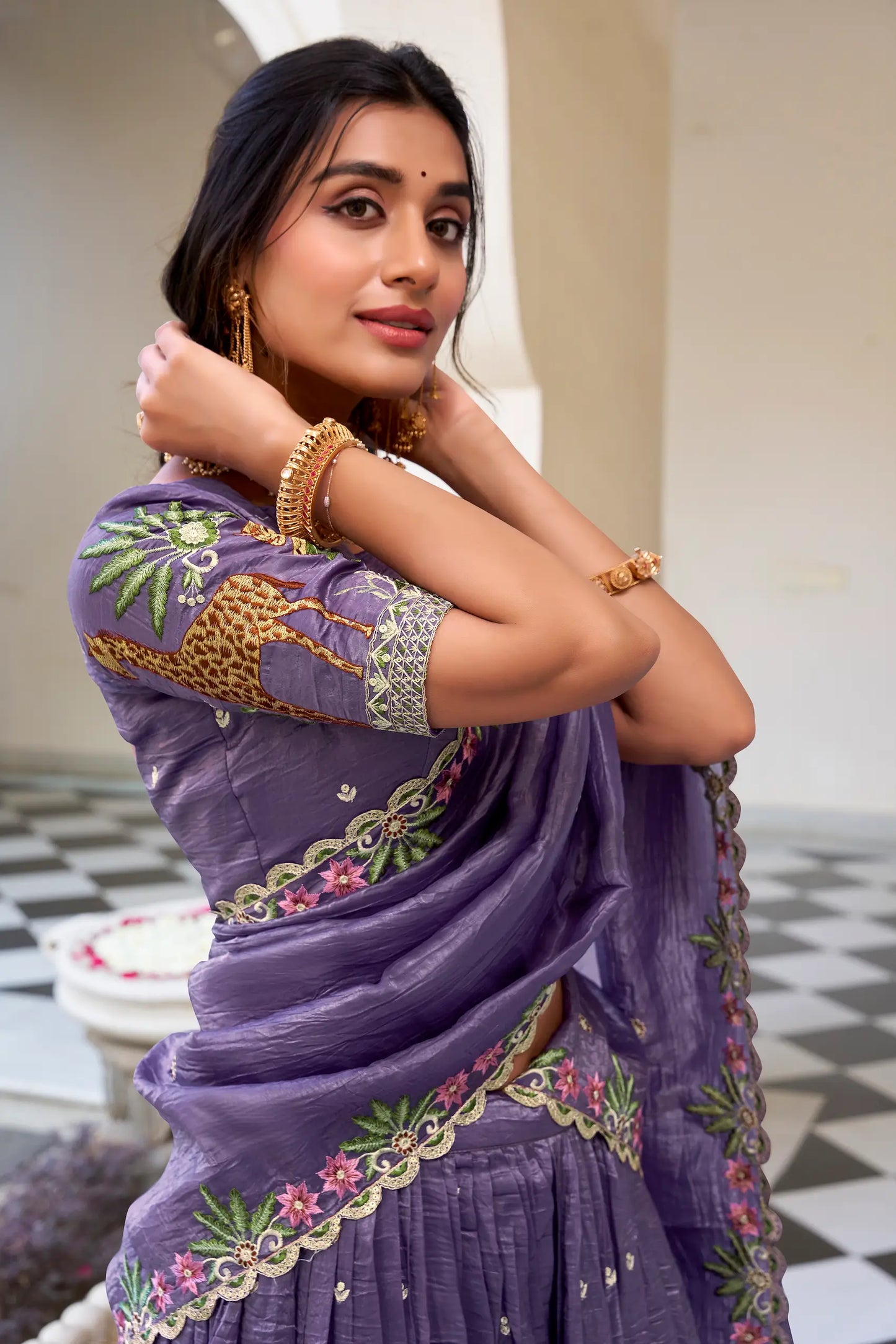 Lavender Crush Sequence Embroidery Lehenga Choli