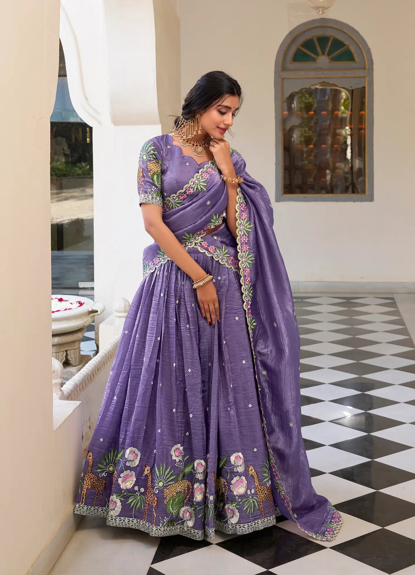 Lavender Crush Sequence Embroidery Lehenga Choli