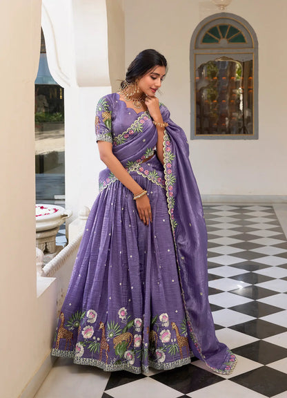 Lavender Crush Sequence Embroidery Lehenga Choli