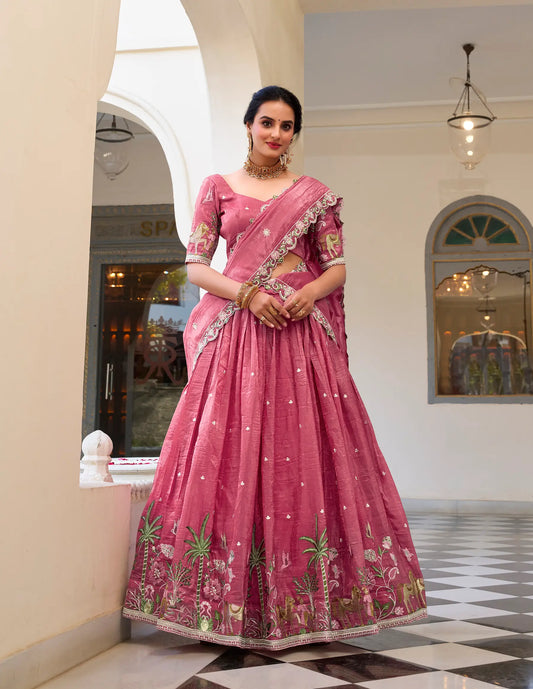 Pink Crush Sequence Embroidery Lehenga Choli