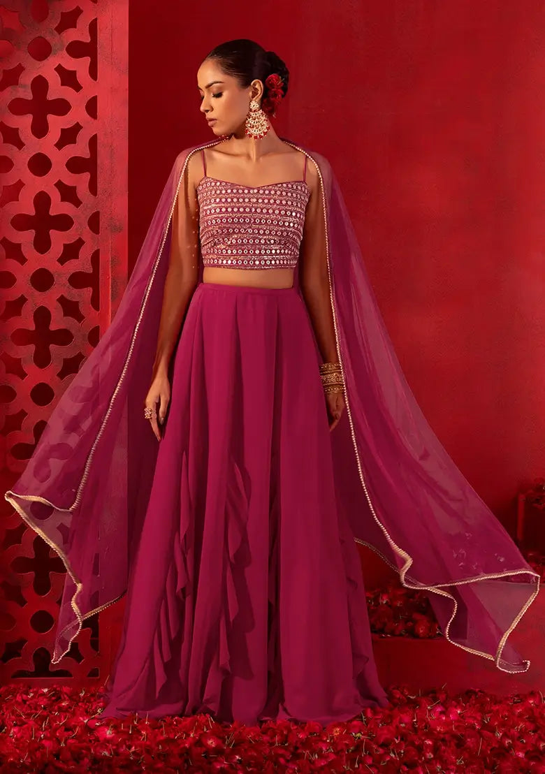 Pink Georgette Fancy Lehenga With Multiple Sequins Work