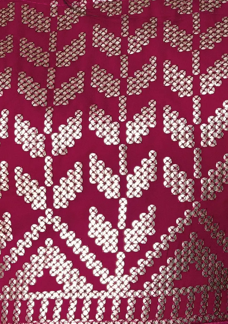 Dark Pink Georgette Lehenga With  Sequins And Thread Embroidery Work