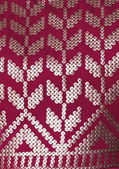 Dark Pink Georgette Lehenga With  Sequins And Thread Embroidery Work