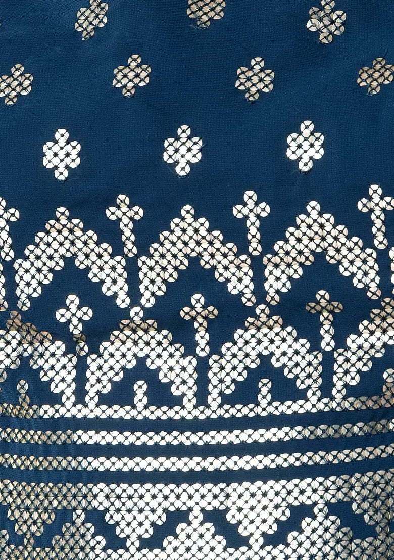 Blue Georgette Sequins And Thread Embroidery Work Lehenga choli