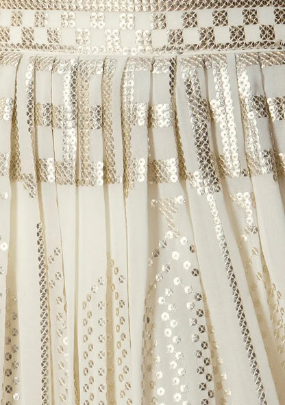 White  Georgette Sequins And Thread Embroidery Work Lehenga choli