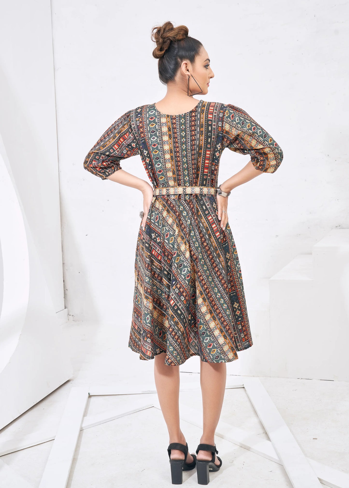 Green Cyan Round Neck Kurta