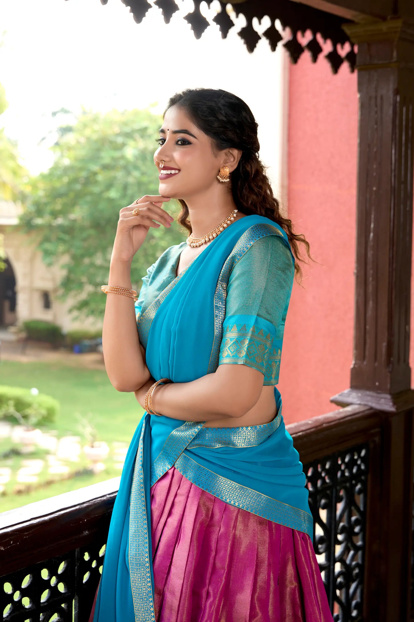 Pink Kanchipuram Zari Weaving Work Lehenga Choli