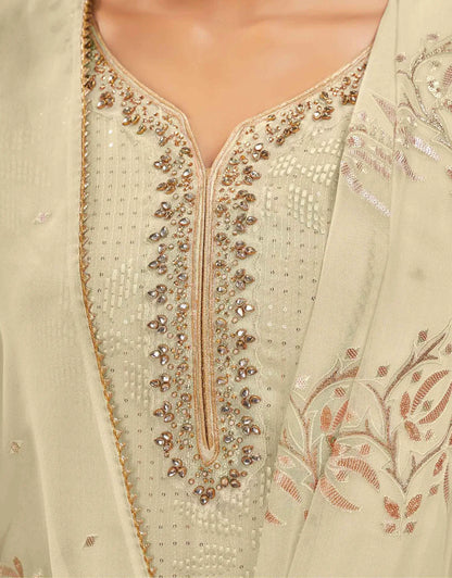 Light Yellow Georgette Sequins Embroidery Work Salwar Suit With Dupatta