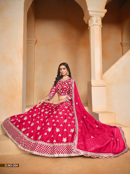 Red Organza Lehenga Choli With Thread & Sequence Embroidery Work