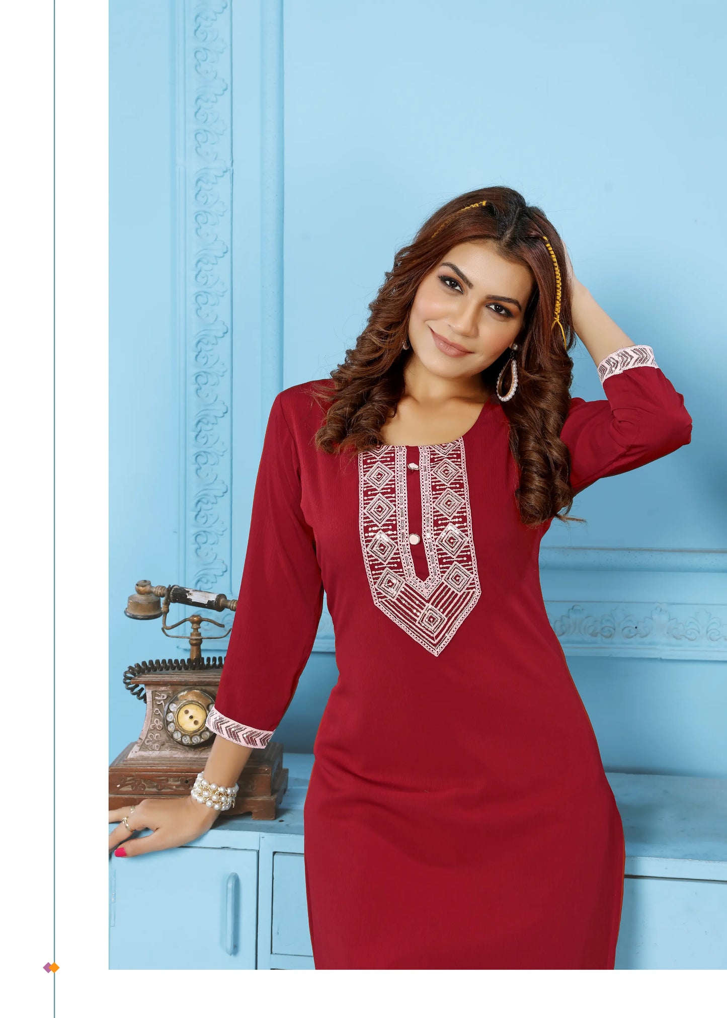 Red Kurta Set With Embroidery Work