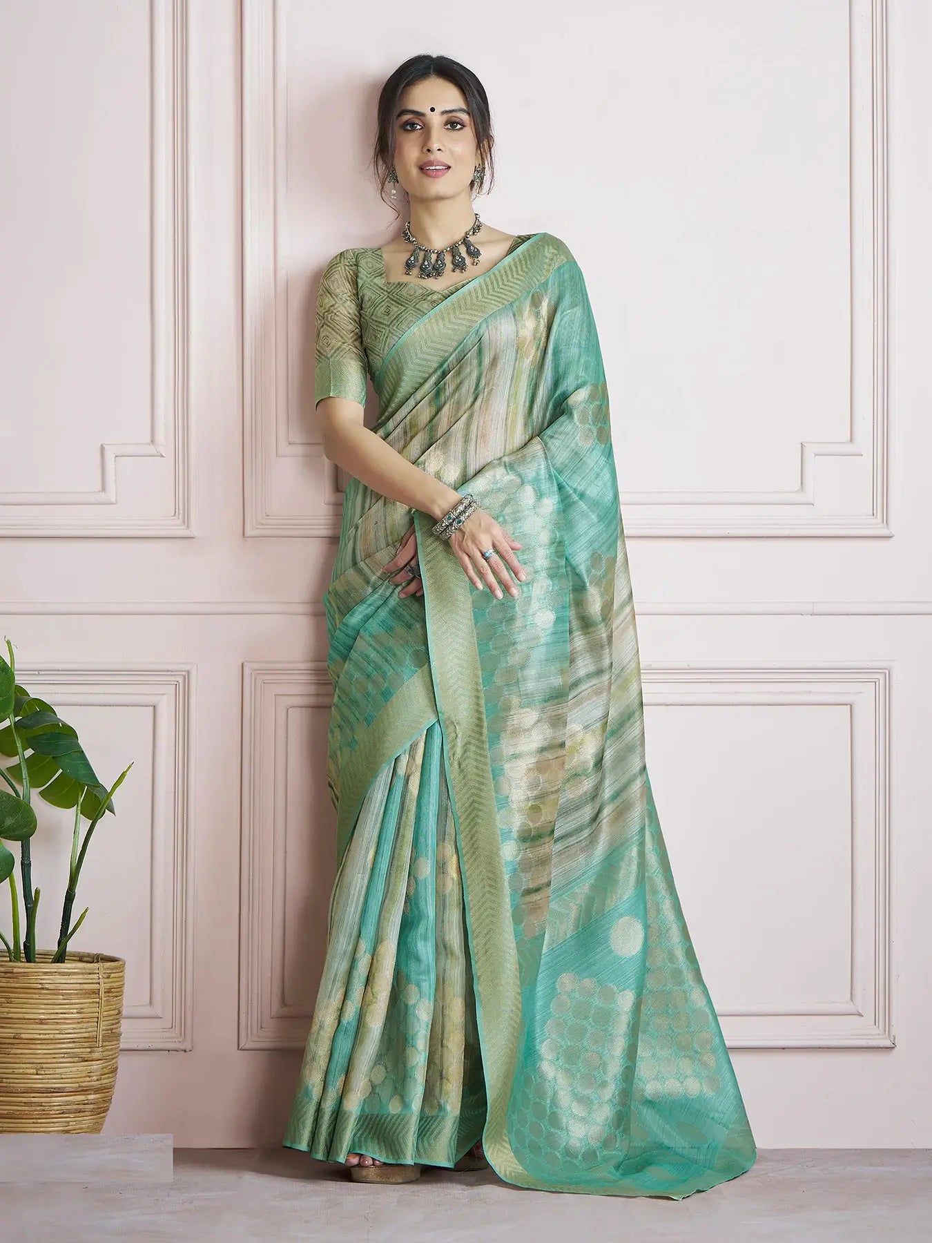 MultiColor Handloom Khadi Silk Saree with Digital Print & Zari  Border