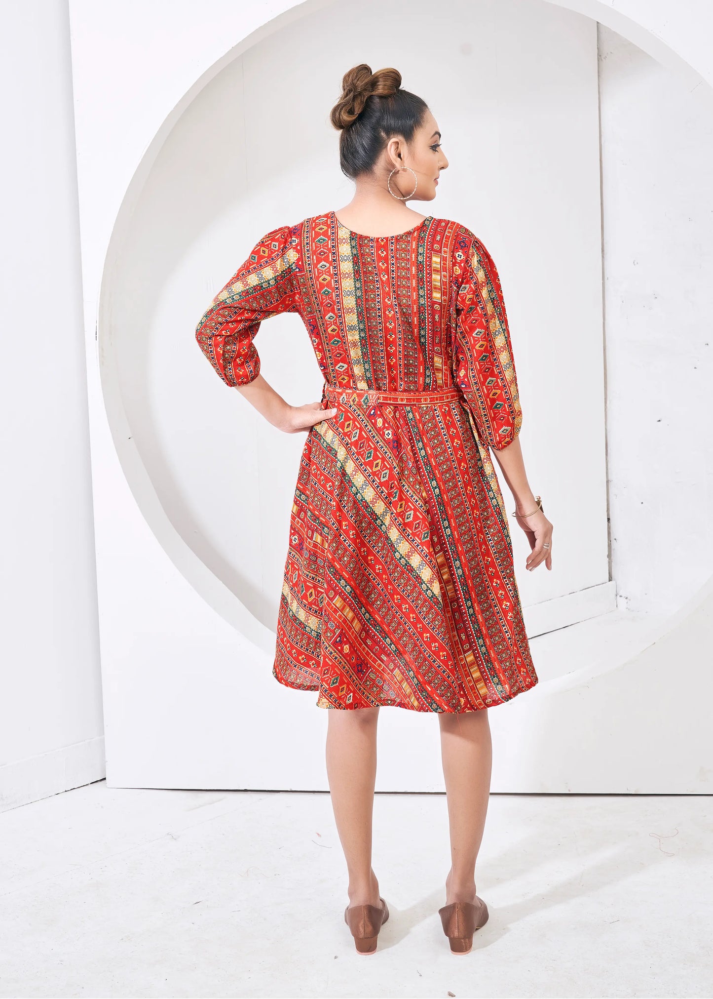 Red Round Neck Kurta