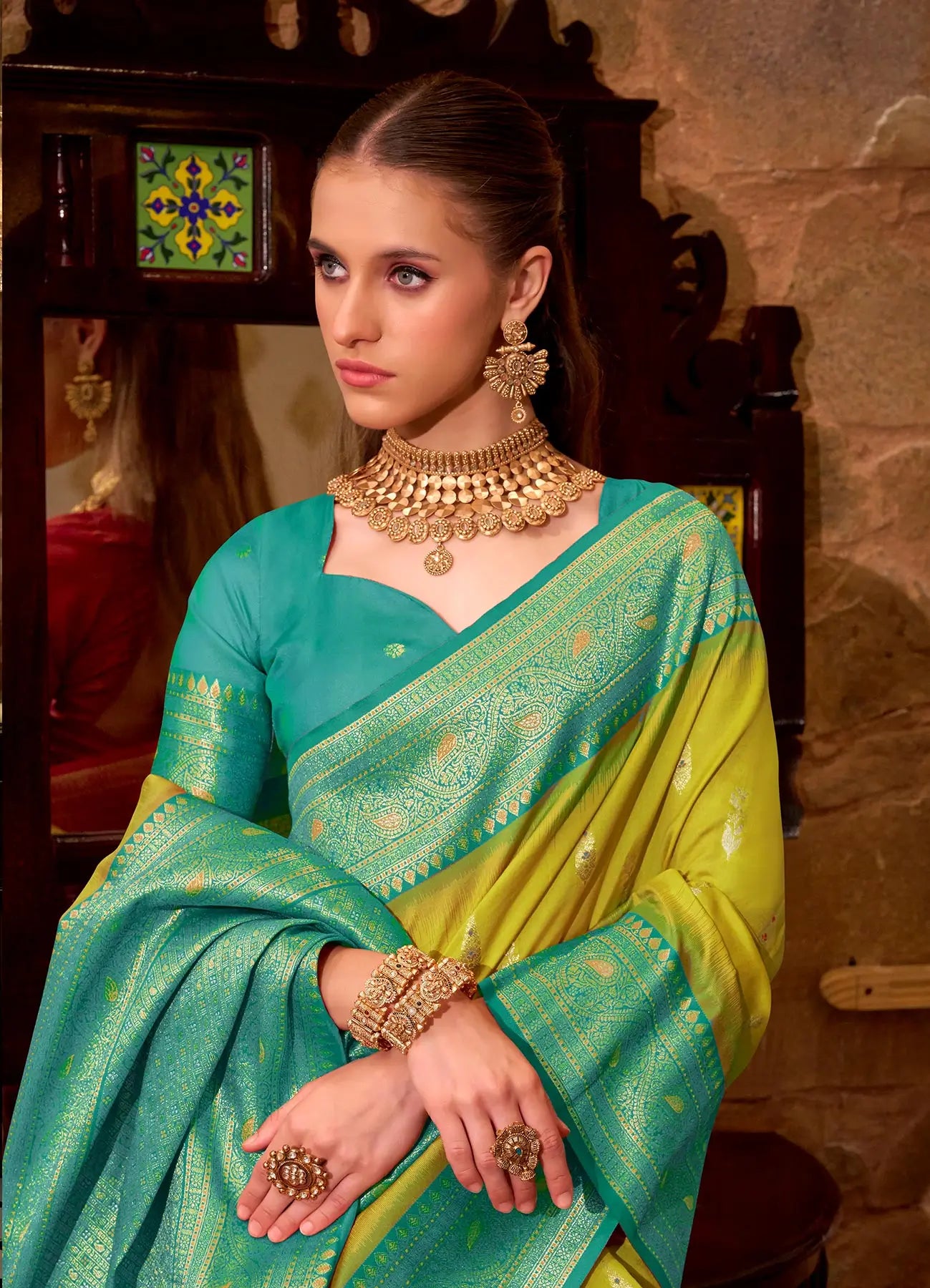 Lite Yellow Soft Silk  Zari Weaving  Saree With Contrast Border