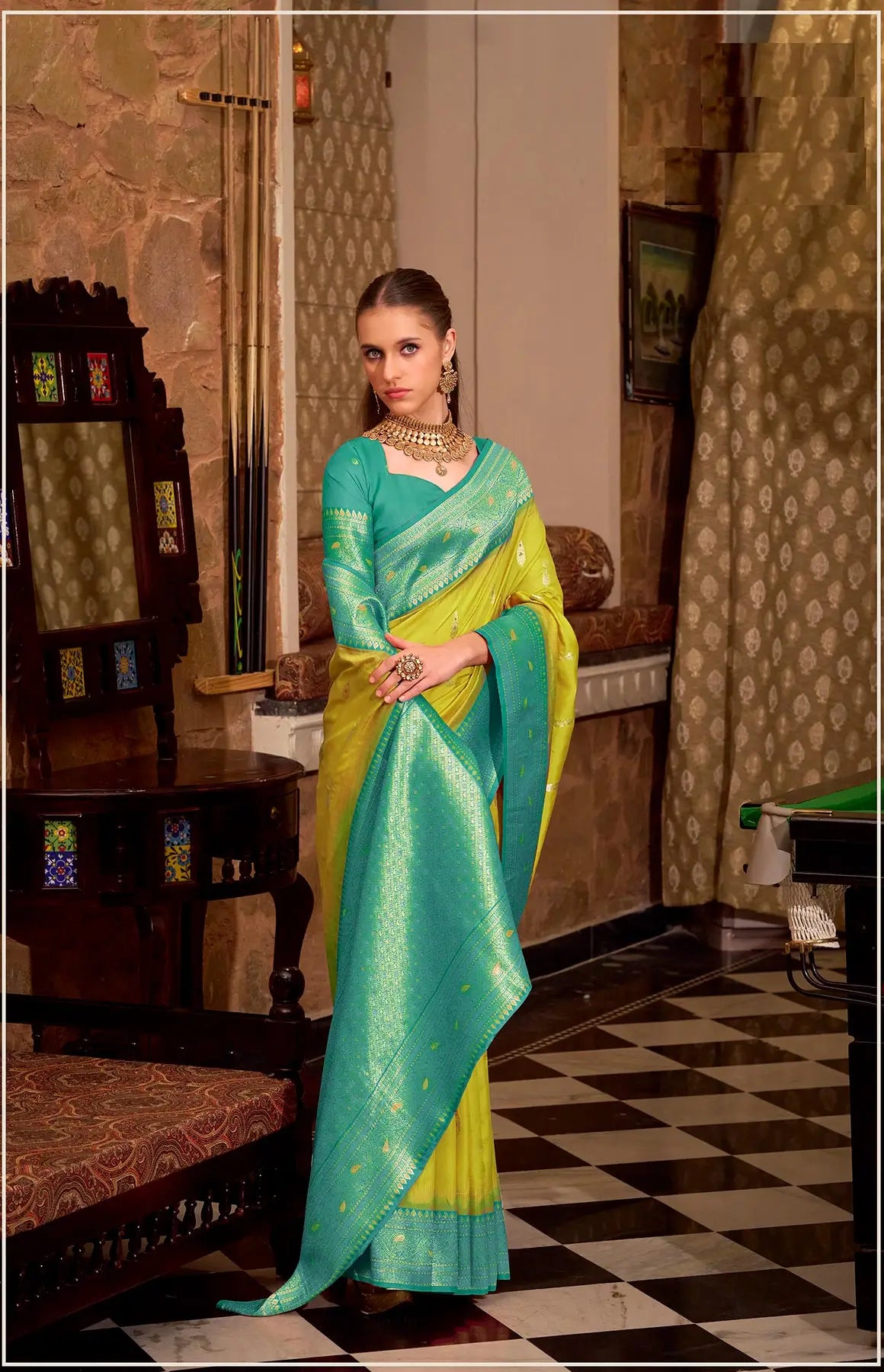 Lite Yellow Soft Silk  Zari Weaving  Saree With Contrast Border