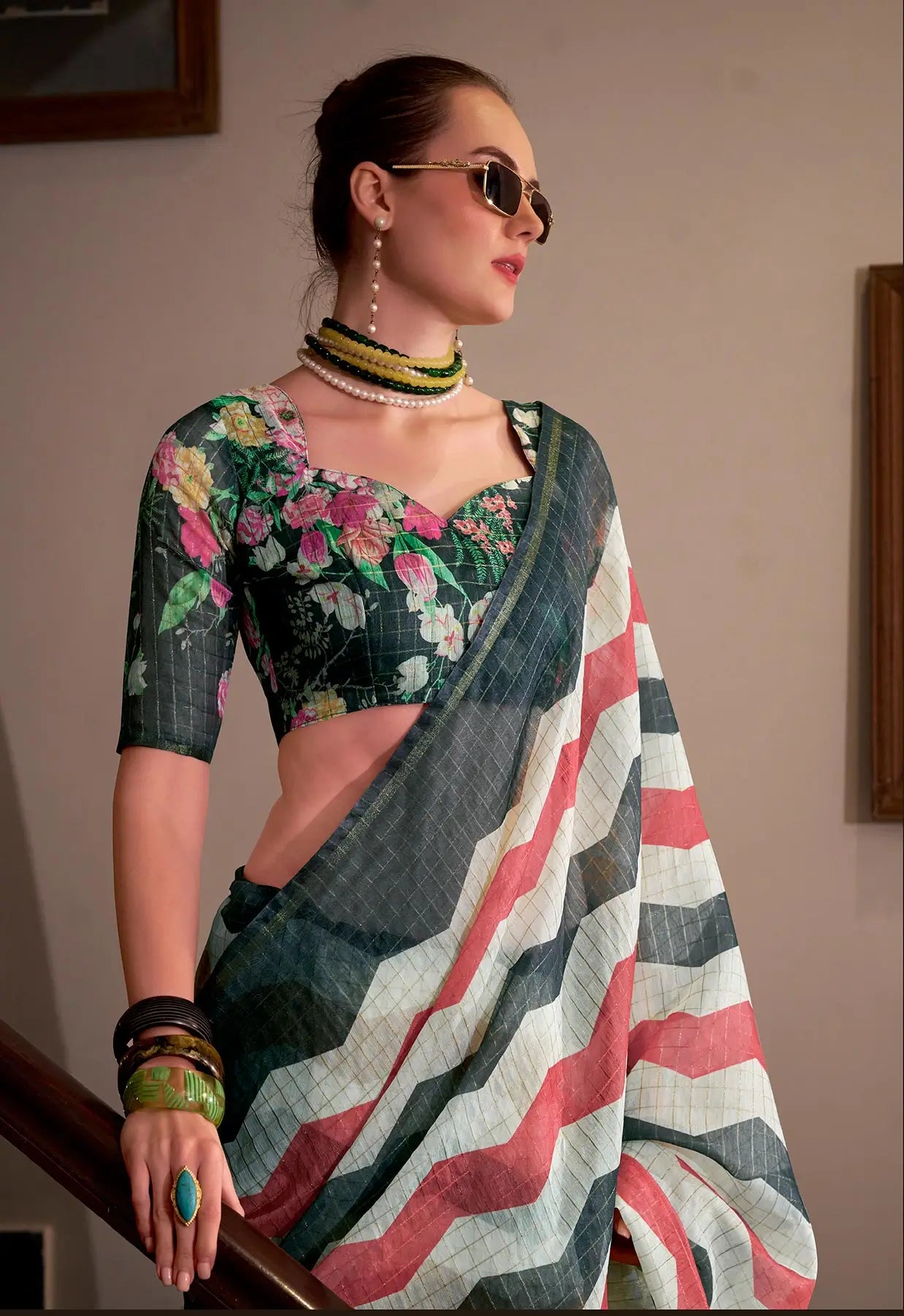 Multi Color Linen Cotton Silk Saree