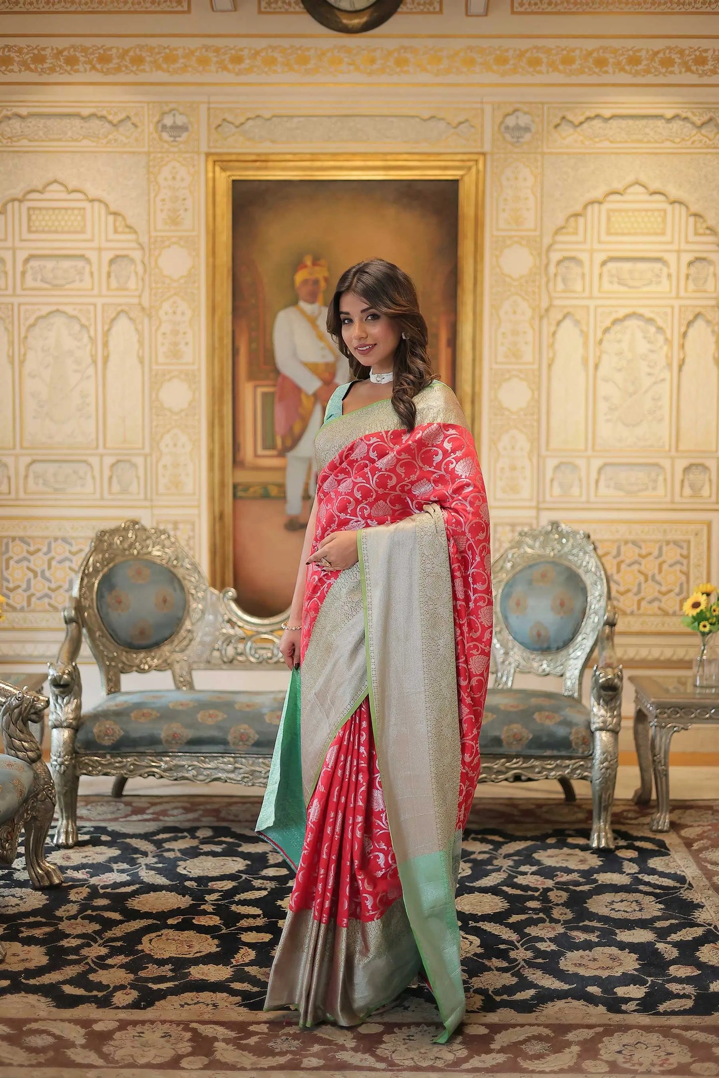 Red  Kanjivaram Zari Weaving  Silk Saree