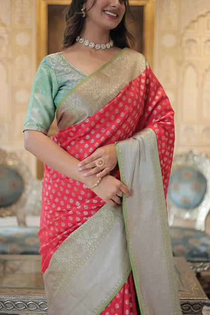Red Kanjivaram Zari Weaving  Silk  Saree