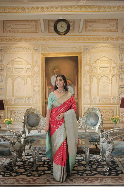 Red Kanjivaram Zari Weaving  Silk  Saree