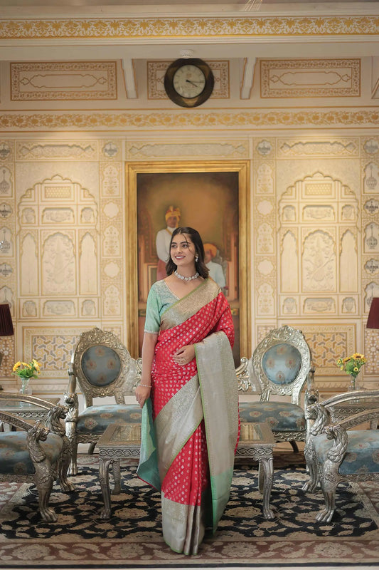 Red Kanjivaram Zari Weaving  Silk  Saree