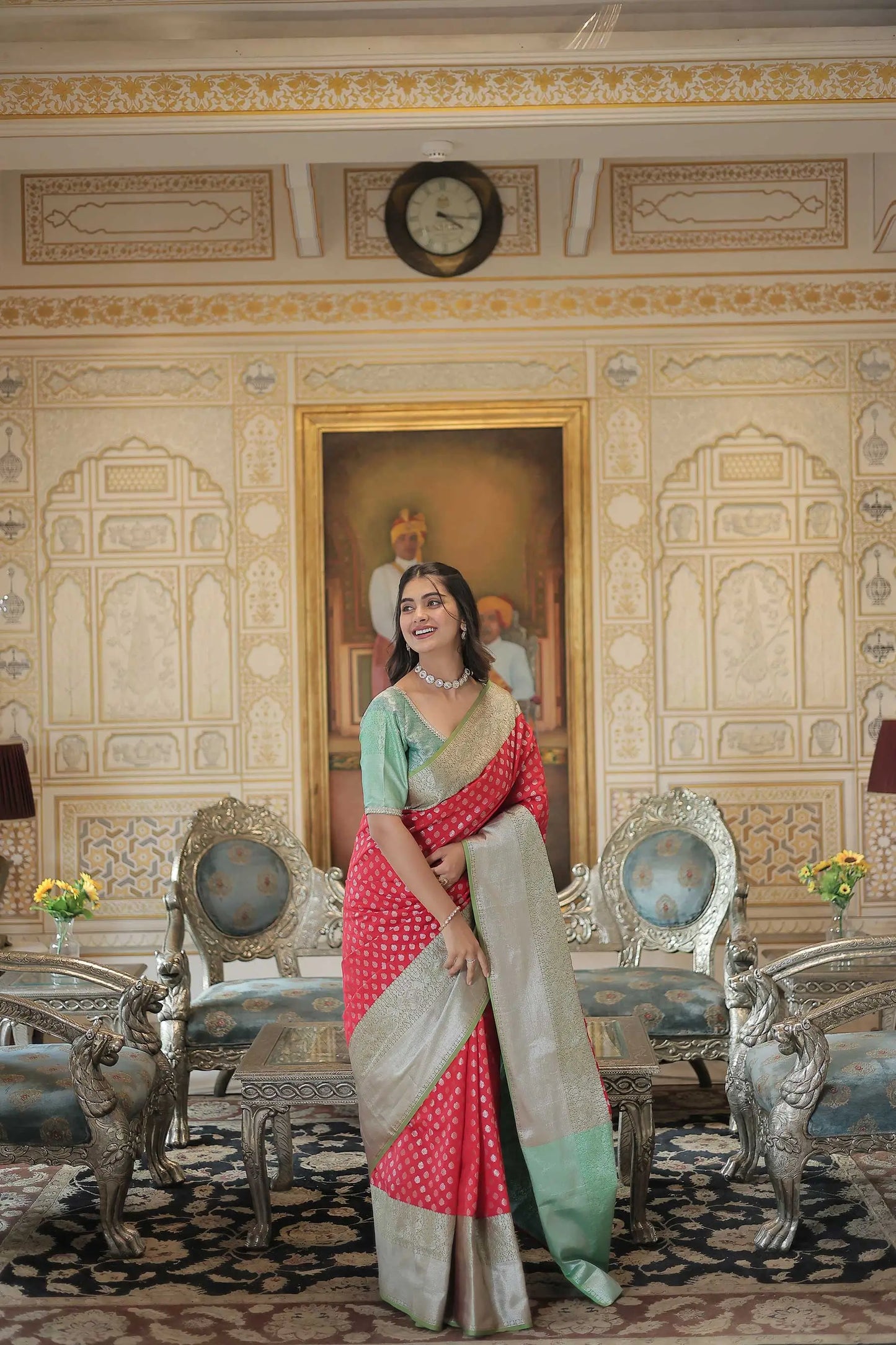 Red Kanjivaram Zari Weaving  Silk  Saree