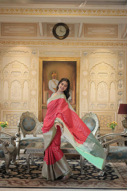 Red Kanjivaram Zari Weaving  Silk  Saree