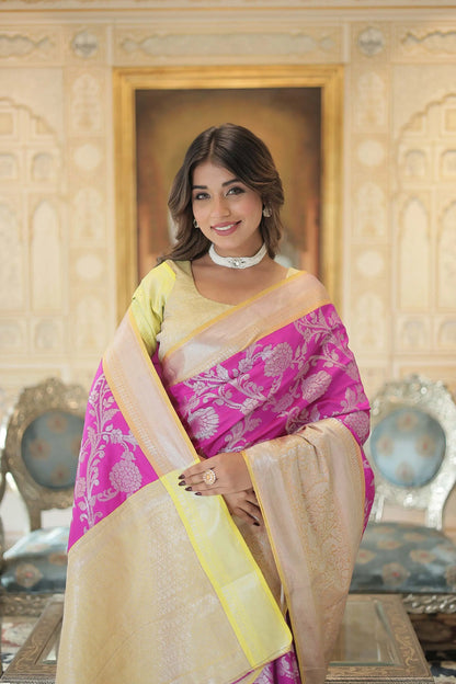 Pink Kanjivaram  Zari Weaving  Silk Saree