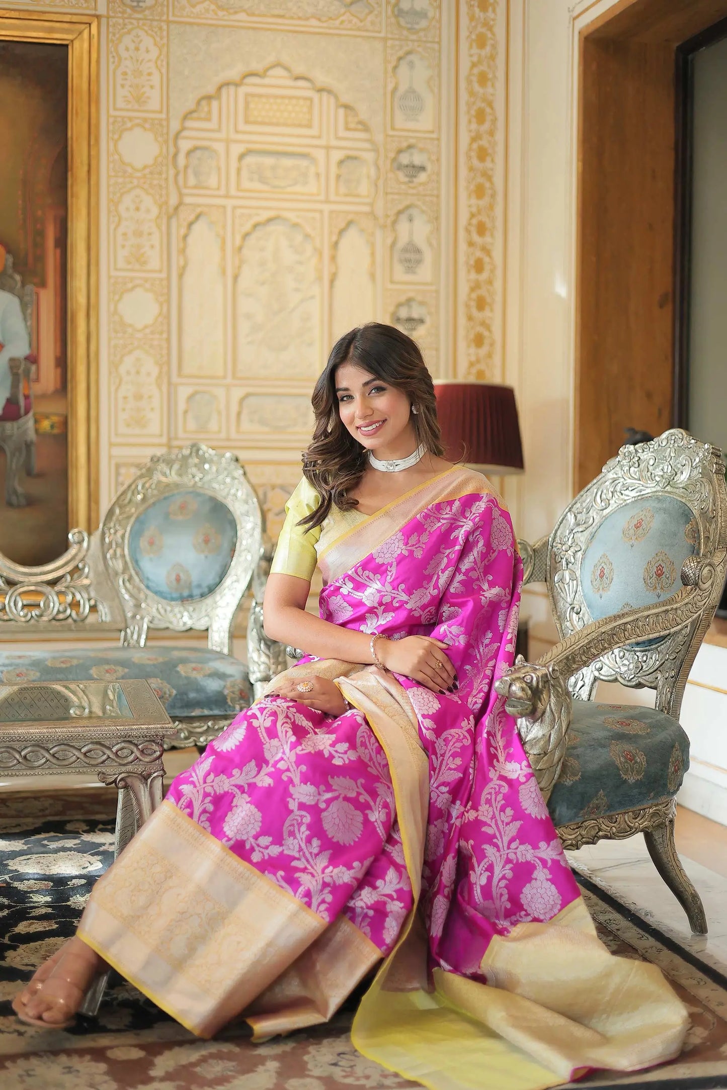 Pink Kanjivaram  Zari Weaving  Silk Saree