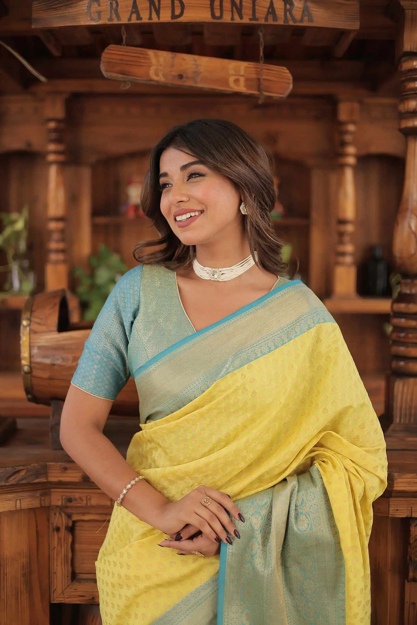 Yellow Kanjivaram Zari Weaving Silk Saree