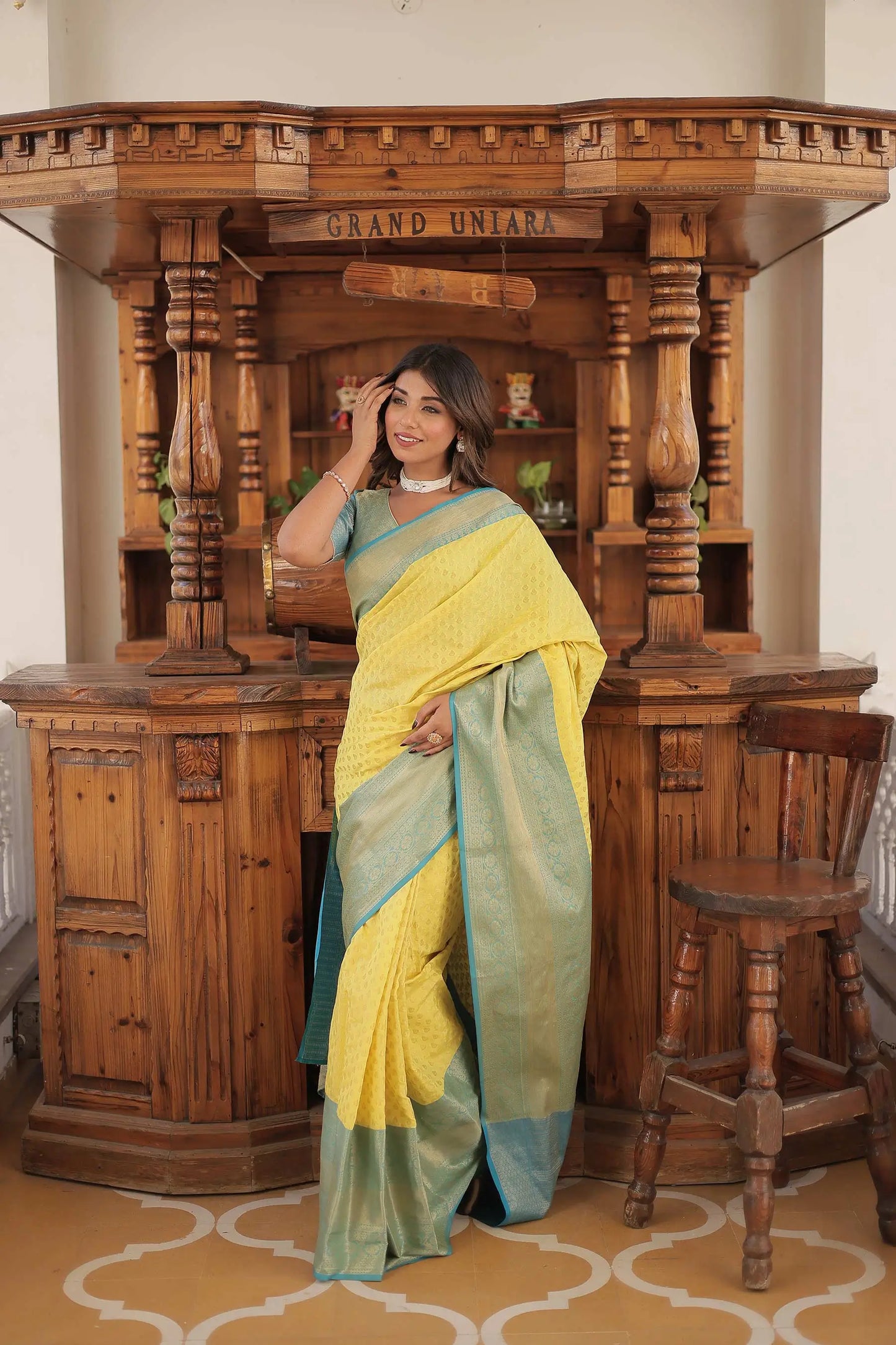 Yellow Kanjivaram Zari Weaving Silk Saree