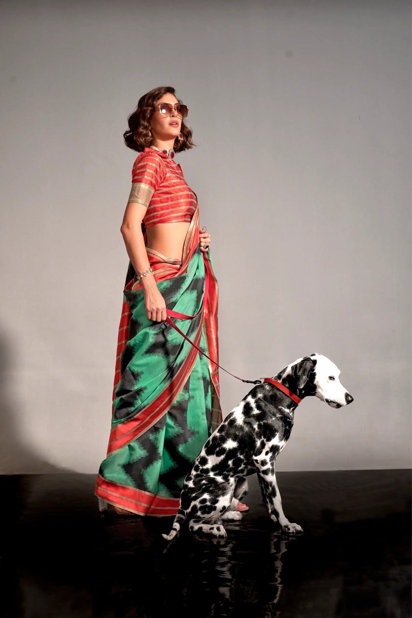 Green  Mal Spun Handwoven Silk Saree