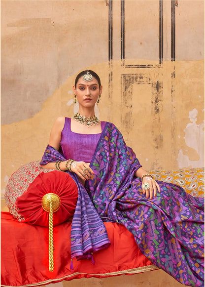 Purple Mercerized Sigma Silk Saree with Classic Design