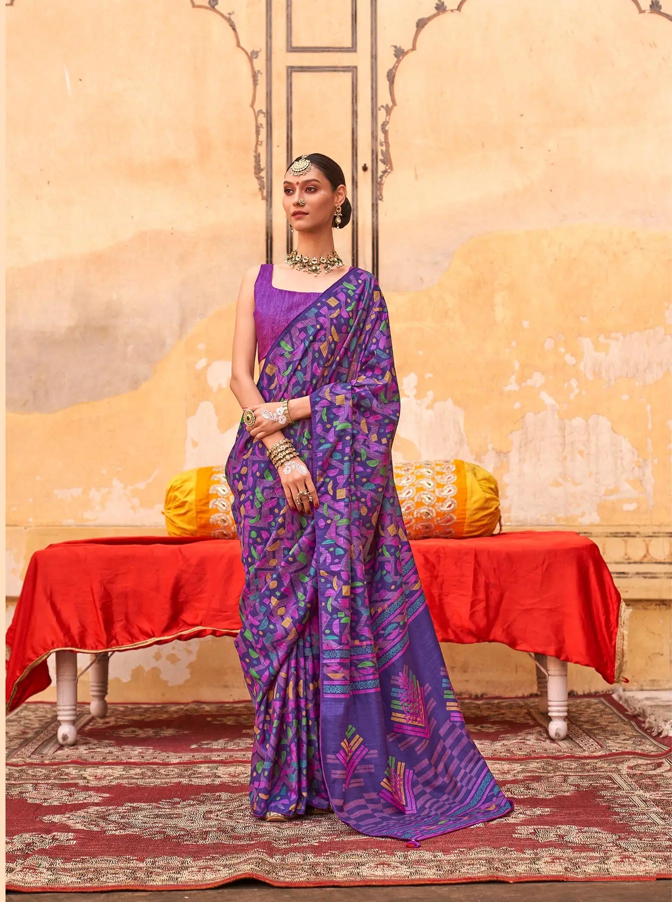 Purple Mercerized Sigma Silk Saree with Classic Design