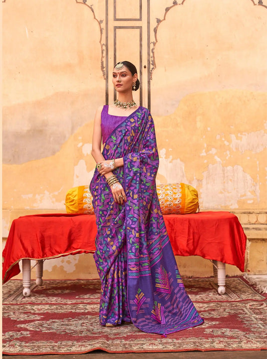 Purple Mercerized Sigma Silk Saree with Classic Design
