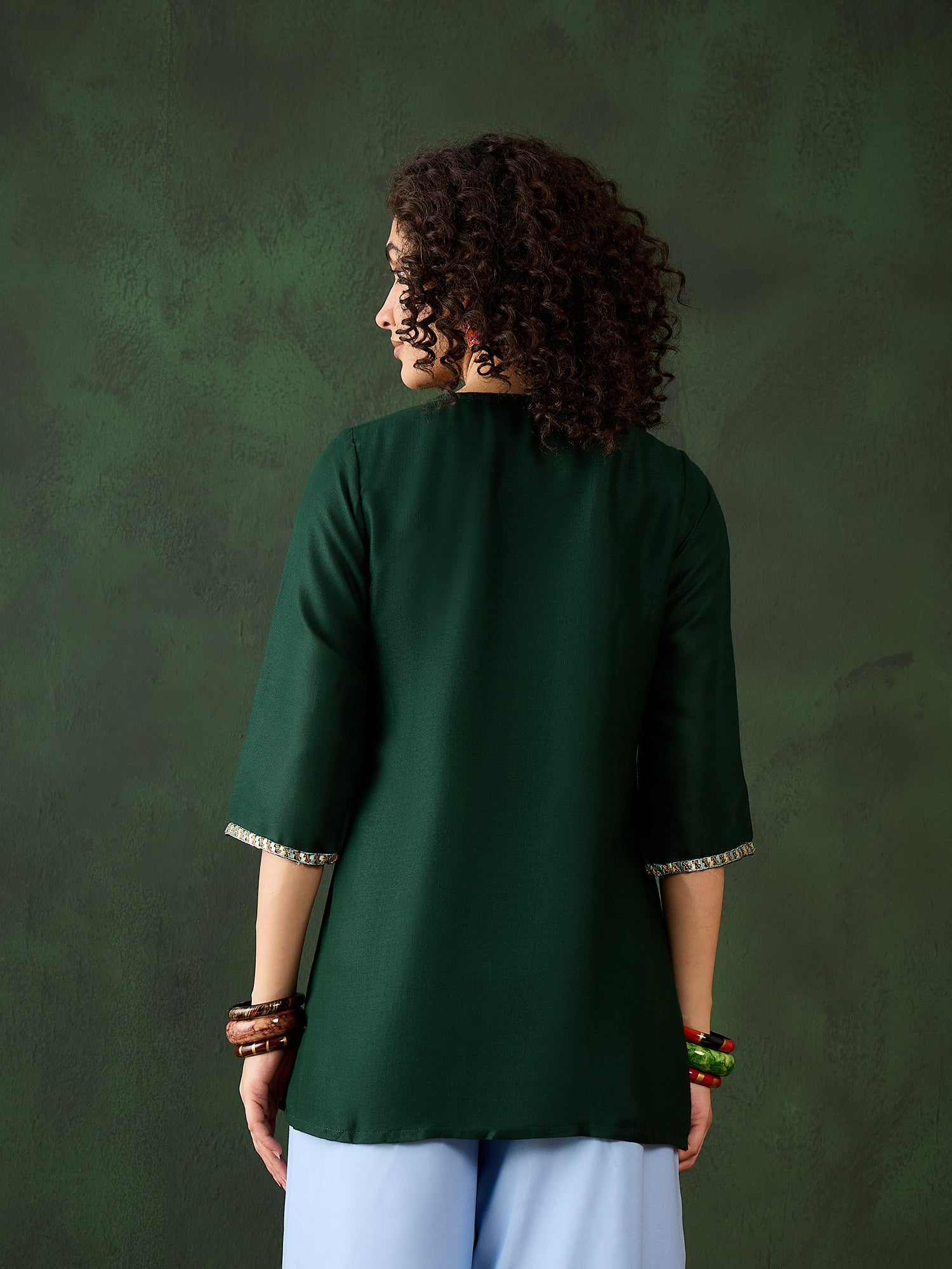 Green Short Kurti - Guldori