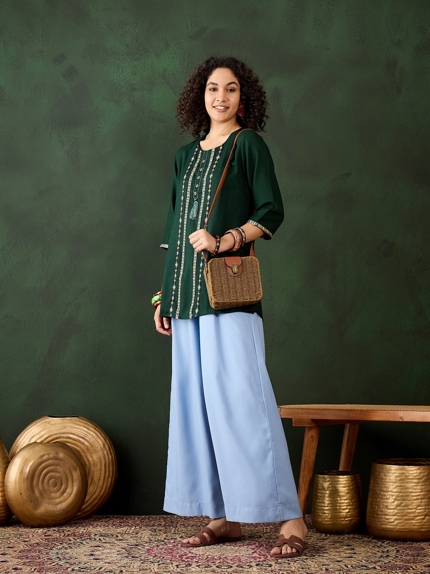 Green Short Kurti - Guldori