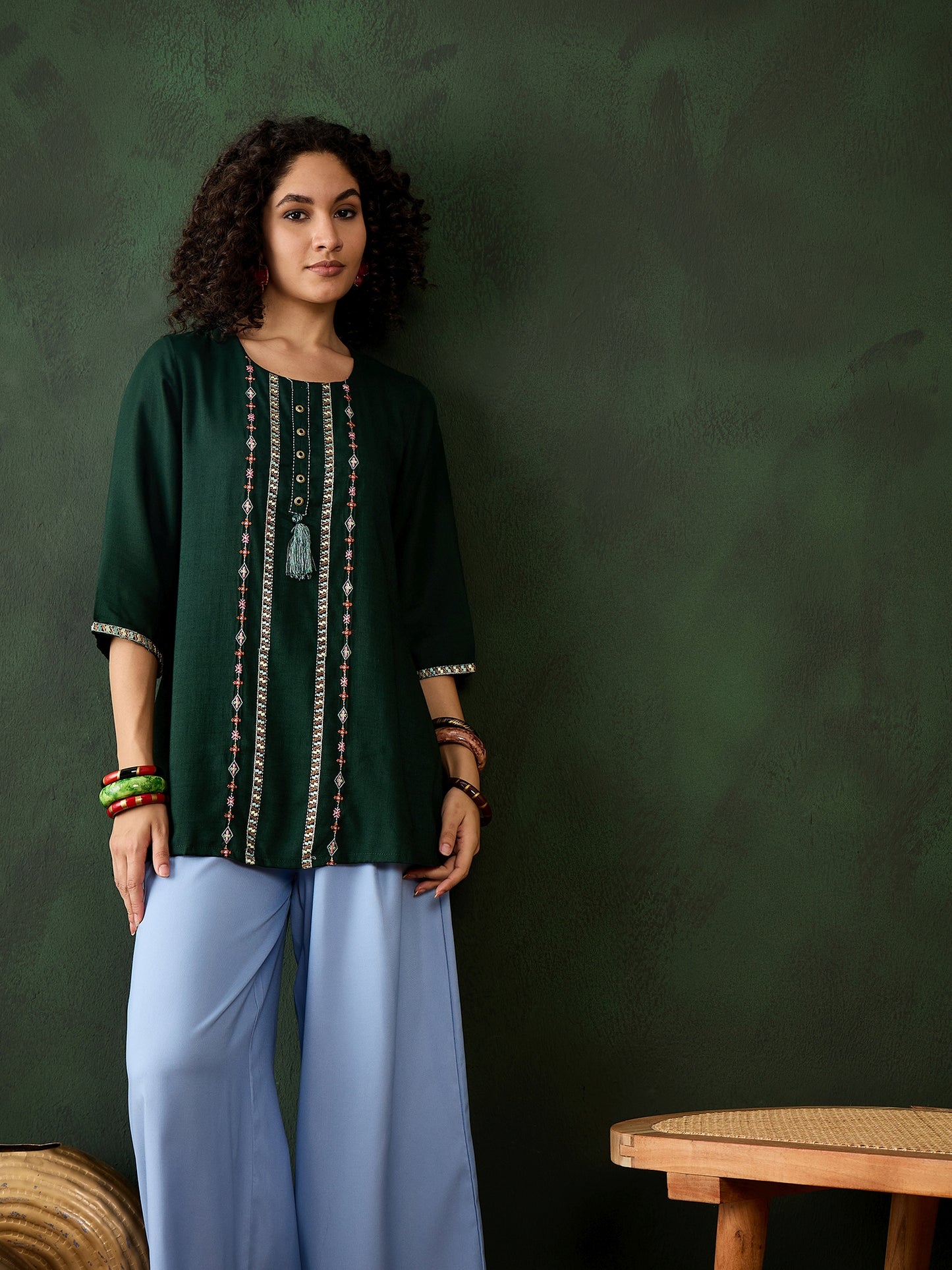 Green Short Kurti - Guldori